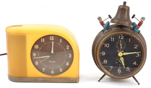 LOT OF 2 VINTAGE ALARM CLOCKS BRASS WESTCLOX