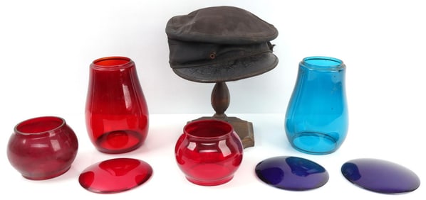 TRAIN COLLECTION HAT LAMPS LOT OF 8