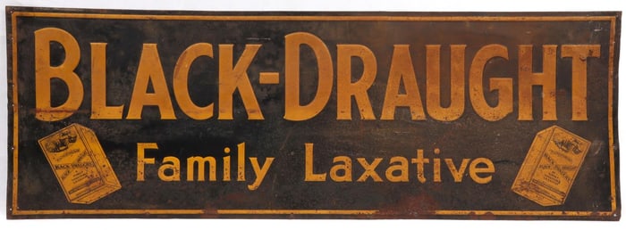 BLACK DRAUGHT PATENT MEDICINE LARGE TIN SIGN