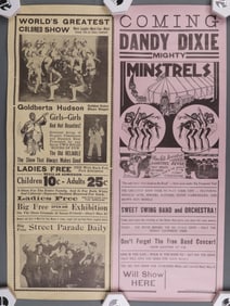 LOT OF 2 MINSTREL BROADSIDE ADVERTISEMENTS