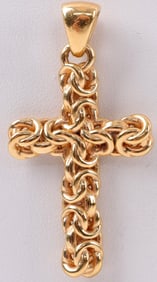 14K YELLOW GOLD BYZANTINE CROSS PENDANT