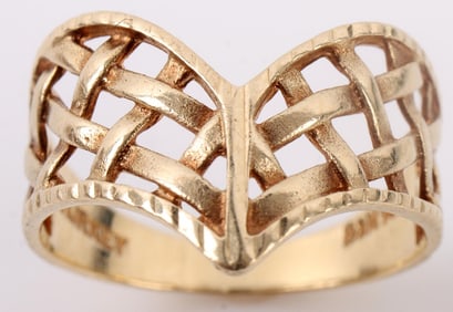 14K YELLOW GOLD FILIGREE PINKY RING SIZE 4