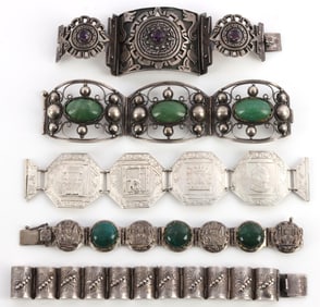 SOUTH WESTERN & MEXICO STERLING CUFF BRACELET LOT