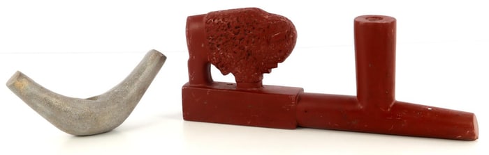 NATIVE AMERICAN CATLINITE BUFFALO & PLATFORM PIPE