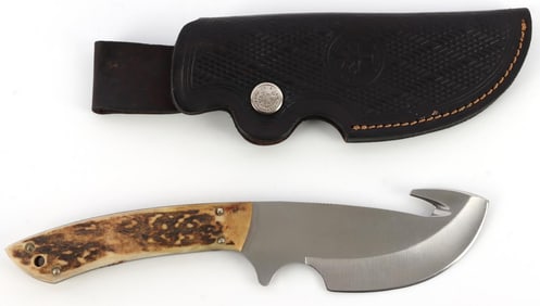 BOKER ARBOLITO STAG HANDLE GUTHOOK HUNTING KNIFE