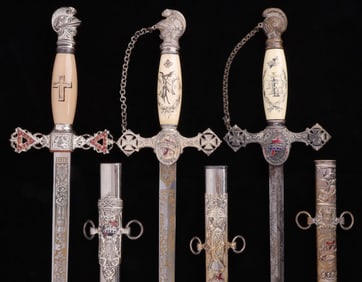 KNIGHTS TEMPLAR MASONIC FRATERNAL SWORD LOT OF 3