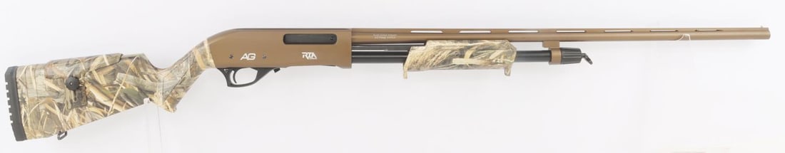 RIA IMPORTS 410 GA PUMP ACTION SHOTGUN CAMO: Barrel length 26 inches. Anodized finish, stainless steel. Includes choke set. FFL required for transport. No international shipping. Know your state laws prior to bidding. Caliber: .410 Gauge Serial 