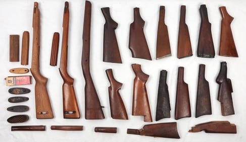 ANTIQUE WOOD RIFLE CARBINE STOCK LOT OF 26