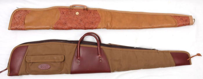 LOT OF 2 LEATHER BOYT AND WEATHER SHIELD GUN CASES