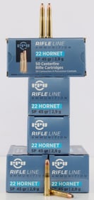 250 RDS 22 HORNET 45 GR 2.9 G RIFLE LINE AMMO