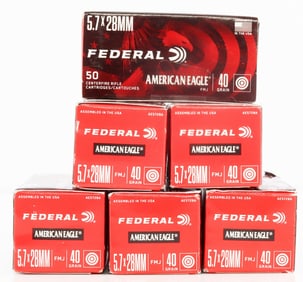 300 ROUNDS FEDERAL 5.7X28MM FMJ 40GR AMMUNITION