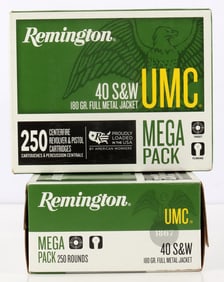 500 ROUNDS 40 S&W 180GR FMJ REMINGTON AMMUNITION
