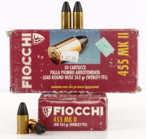 100 RDS FIOCCHI WEBLEY 455 MK II 262GR AMMUNITION