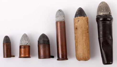 US CIVIL WAR BULLETS WITH CASINGS LOT OF 6