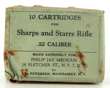 SEALED BOX OF 10 SHARPS & STARRS .52 CALIBRE AMMO