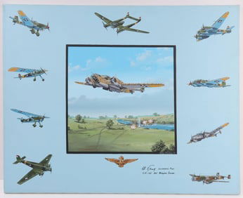 RAY WADDEY PAINTING HUNGARIAN AF PLANES SIGNED