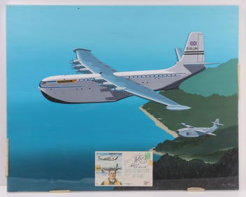 RAY WADDEY BRITISH AIRCRAFT PAINTING PANEL SIGNED