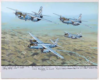 RAY WADDEY 4 MARTIN B26 MARAUDER AIRCRAFT SIGNED