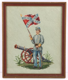 CIVIL WAR CROSS STITCH OF CONFEDERATE SOLDIER
