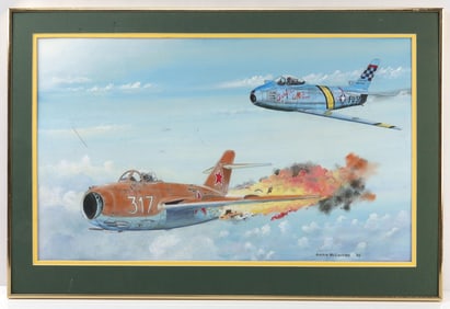 ARCHIE MCLACHLEN MIG-15 F-86 SABER KOREAN WAR ART