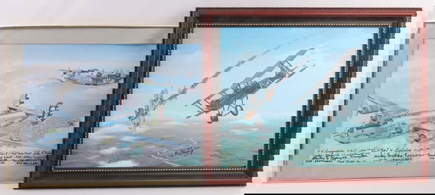 LOT OF 2 WWII USAF WWI RAF KAISER REICH PAINTINGS