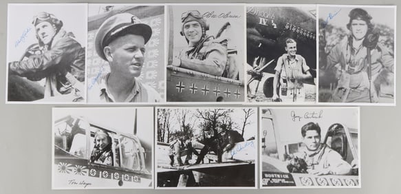 WWII US SIGNED FAMOUS FIGHTER ACE PHOTOS