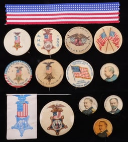 GRAND ARMY OF THE REPUBLIC PIN BUTTONS LOT OF 14