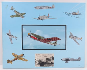 RAY WADDEY PAINTING THIRD REICH PLANES WITH PHOTO