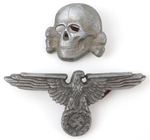 WWII GERMAN WAFFEN SS MATCHING VISOR CAP INSIGNIA