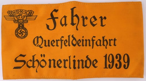 WWII GERMAN THIRD REICH NSKK SCHONERLINDE ARMBAND