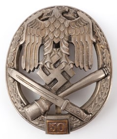 WWII GERMAN GENERAL ASSAULT BADGE FOR 30 ASSAULTS