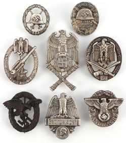 LOT OF 8 ASSORTED WWII GERMAN BADGES HEER FLAK