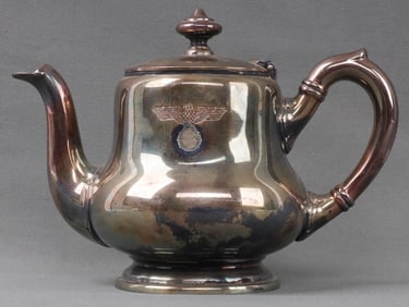 WWII GERMAN DENAZIFIED TEA POT SILVER PLATED