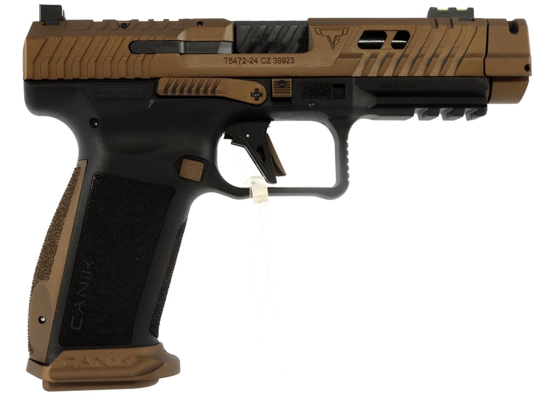 CANIK TTI COMBAT 9MM SEMI AUTO PISTOL & EXTRAS NIB: New in box. Model #HG7854-N. UPC:787450911321. Includes two (2) magazines, three (3) back strap size options, custom holster, hard travel case, cleaning kit, tool kit, custom punch, magazine speed loa