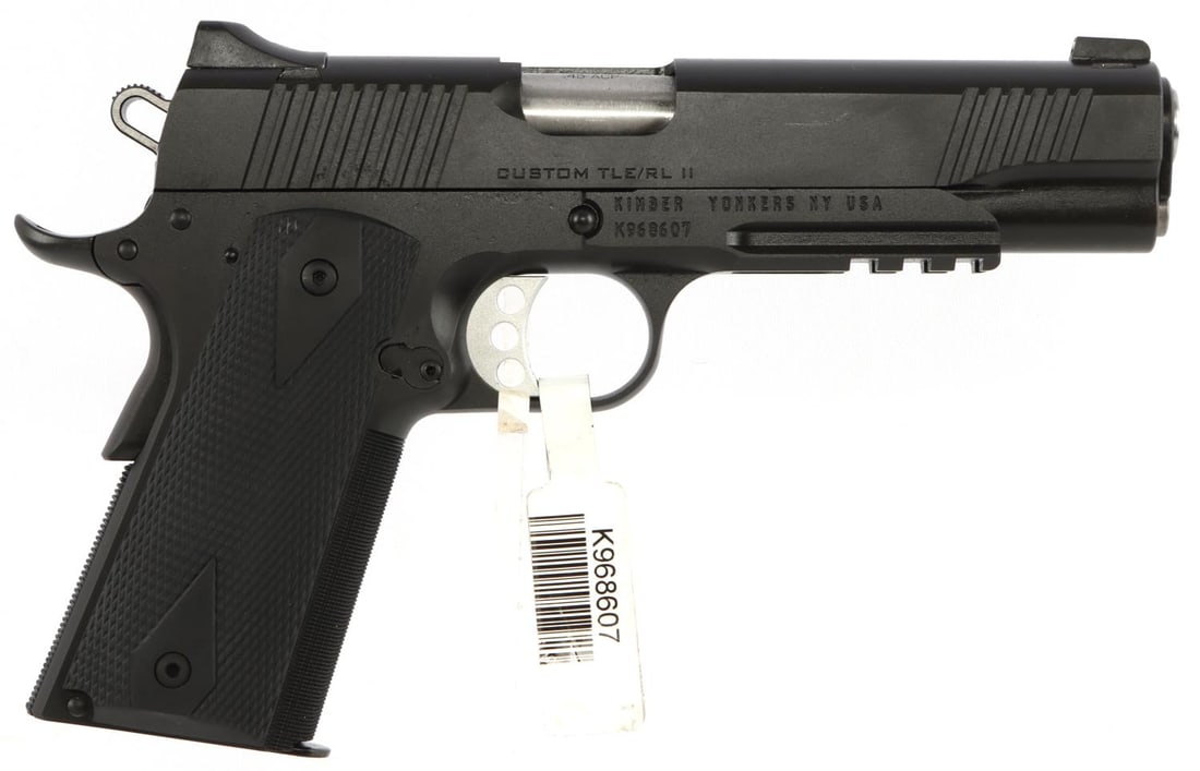 KIMBER CUSTOM TLE RL II 45 ACP PISTOL: 5.25 inch bbl, 8.7 inches long, 7-round magazine capacity. Matte black steel. Kimber tactical rail. FFL required for transfer. No international shipping. Know your state laws before bidding. Caliber: 