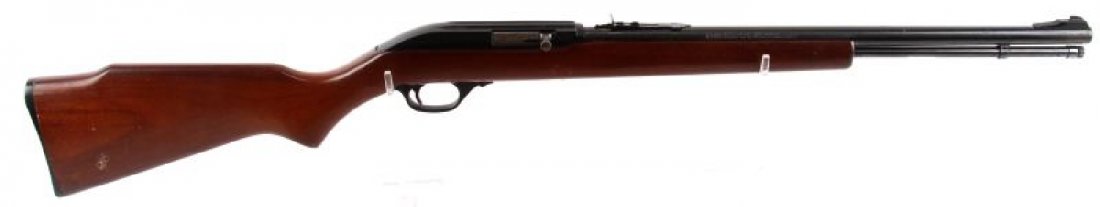 MARLIN MODEL 60 .22 LR RIFLE: Marlin Model 60 .22 caliber rifle. Bore is bright and clean, finish is about 80%, with dew point surface rust, and stock is very good, with minor scuffs and field marks, but no cracks. Overall good to