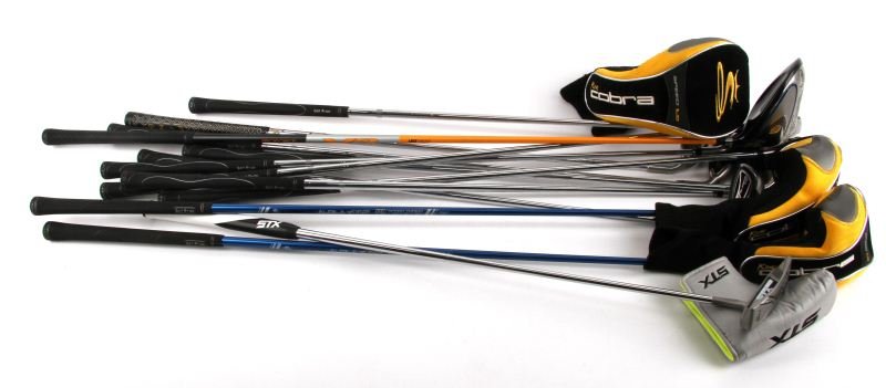 S COBRA PING STX GOLF CLUB SET: S Cobra N.S. Pro 900 XH including eight irons, 3 drivers. One ping wedge. STX s.s.5 putter. All in very good condition.