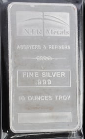 NTR METALS 10 OZT OUNCE 999 FINE SILVER BAR INGOT