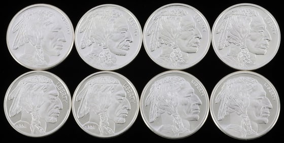 LOT 8 TROY OUNCES OF .999 SILVER BUFFALO ROUNDS