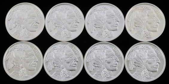 8 TROY OUNCES OF .999 SILVER BUFFALO ROUNDS