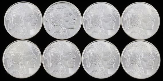 8 TROY OUNCES OF .999 SILVER BUFFALO ROUNDS