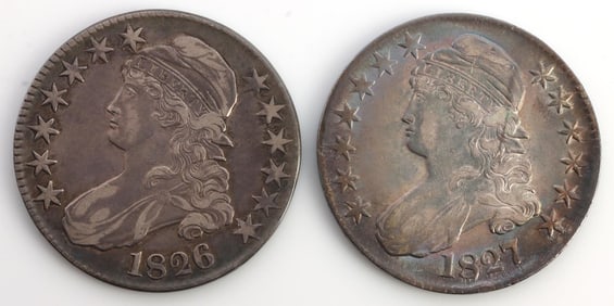 1826 & 1827 CAPPED BUST SILVER HALF DOLLAR COIN