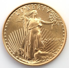 1989 GOLD 1/10 OZT OUNCE AMERICAN EAGLE BU COIN