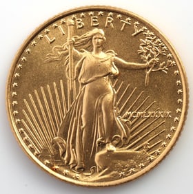 1989 GOLD 1/10 OZT OUNCE AMERICAN EAGLE BU COIN