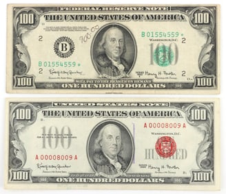 1950 E  $100 STAR NOTE & 1966 RED SEAL