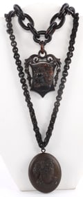 LOT OF 2 BAKELITE CAMEO NECKLACE LOT FULL PIECES