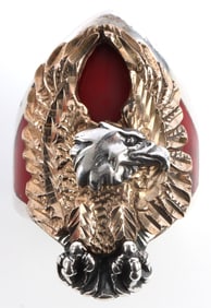 MENS STURGIS BIKER RING IN STERLING 10KT GOLD TOP