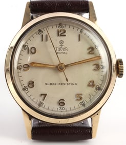 MENS TUDOR ROYAL 9KT GOLD WATCH MANUAL MOVEMENT