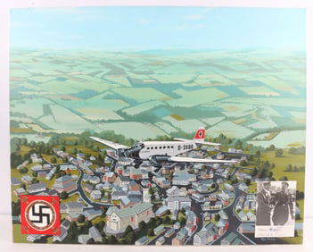 HITLER PERSONAL PILOT HANS BAUR SIGNED PAINTING