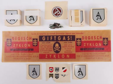 WWII GERMAN SA DECALS AND GAS CANISTER LABEL